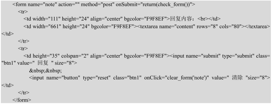 论坛网站制作留言版主回复功能代码示意图